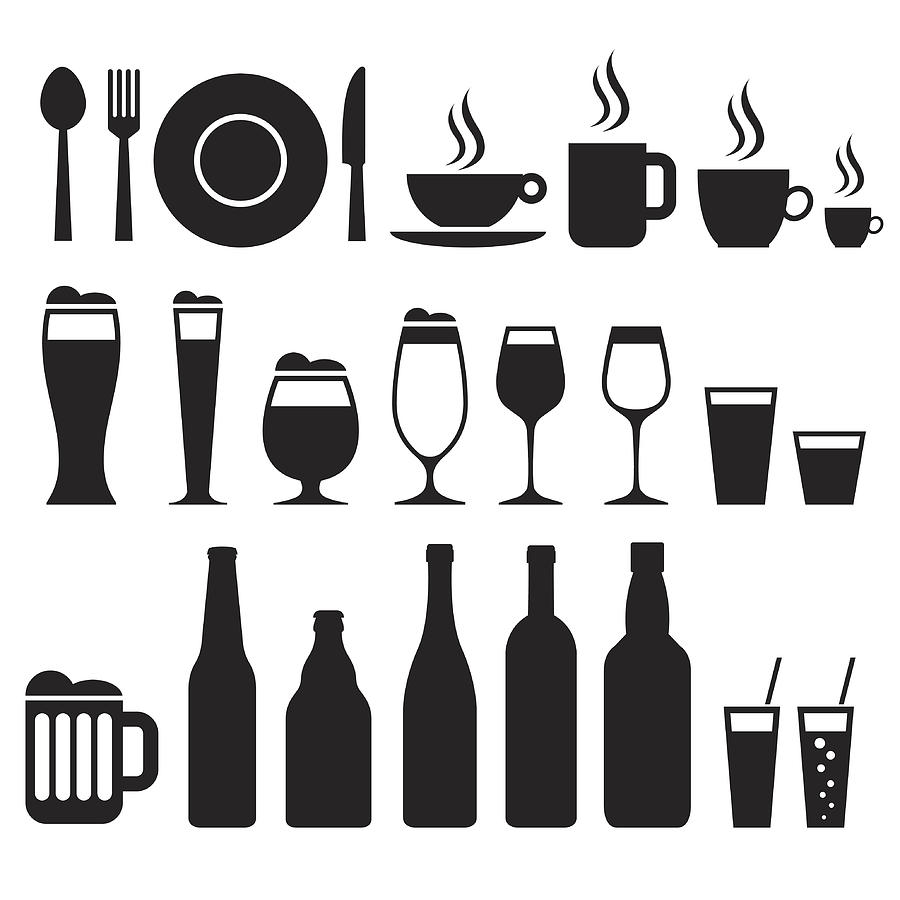 Restaurant Icons Drawing by Et-artworks