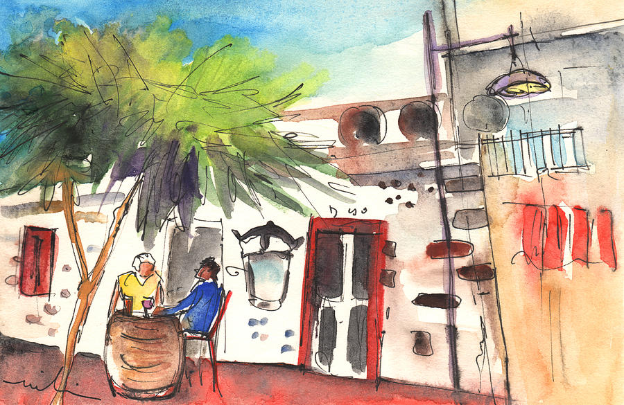 Restaurant in Puerto Carmen in Lanzarote Painting by Miki De Goodaboom