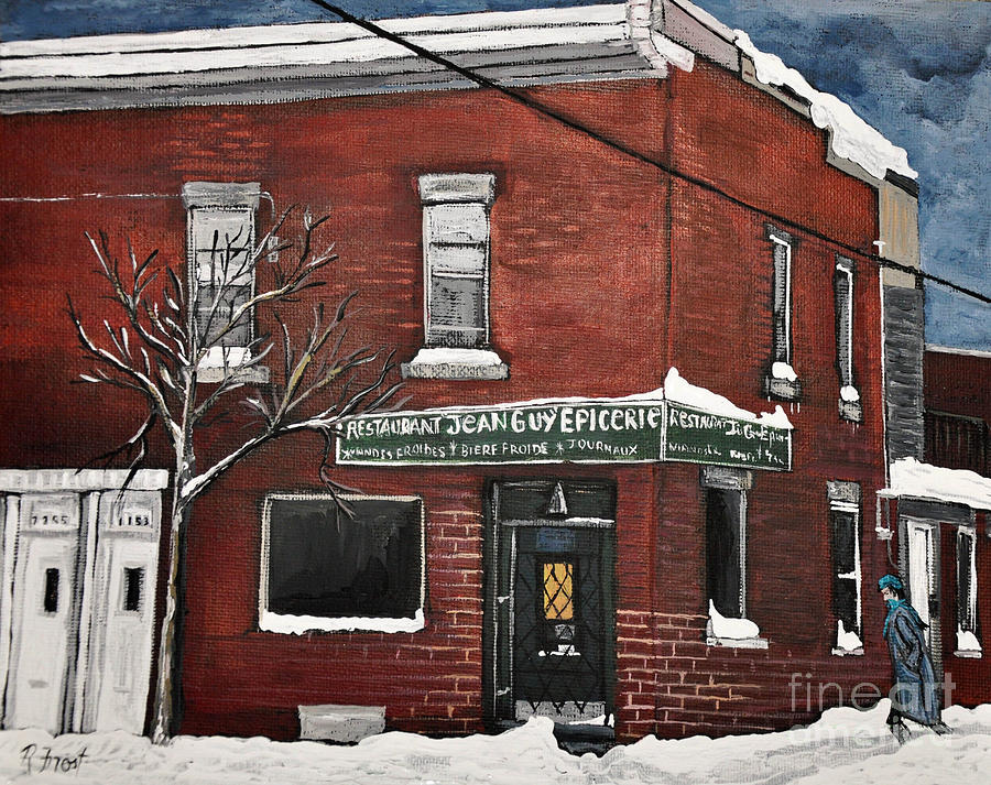 City Scene Painting - Restaurant Jean Guy  Pte. St. Charles by Reb Frost
