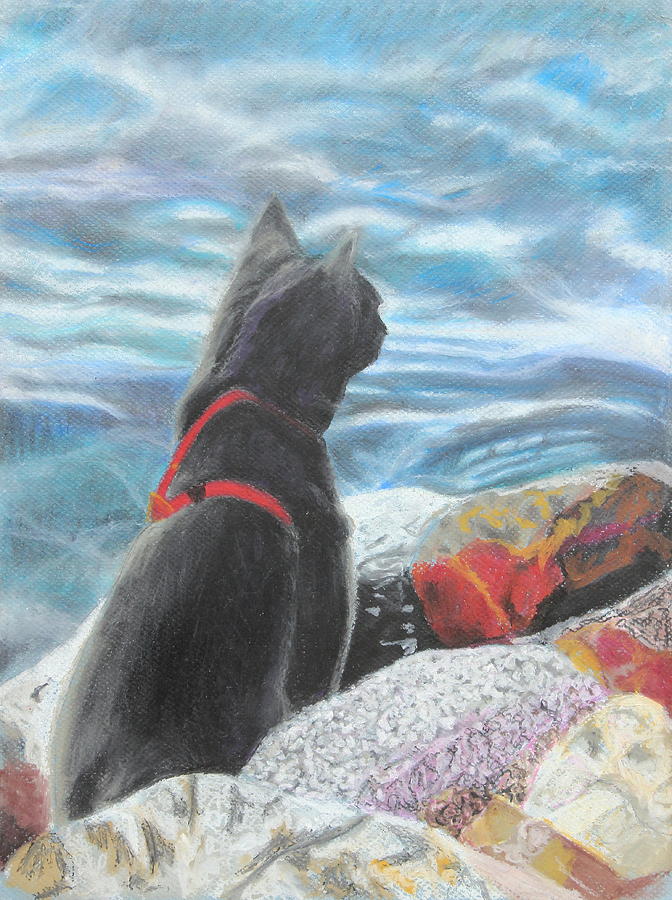 Cat Painting - Resting by the Shore by Jeanne Fischer