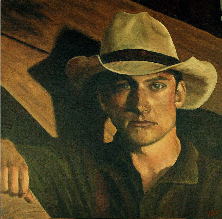 Resting Cowboy Painting by Rick Fitzsimons