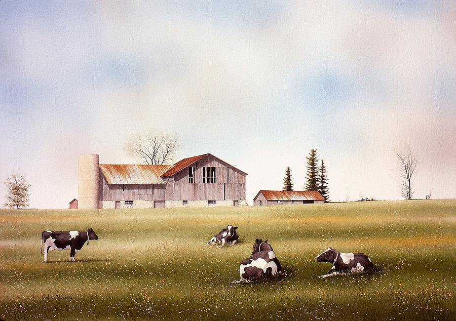 Resting Holsteins Painting by Conrad Mieschke