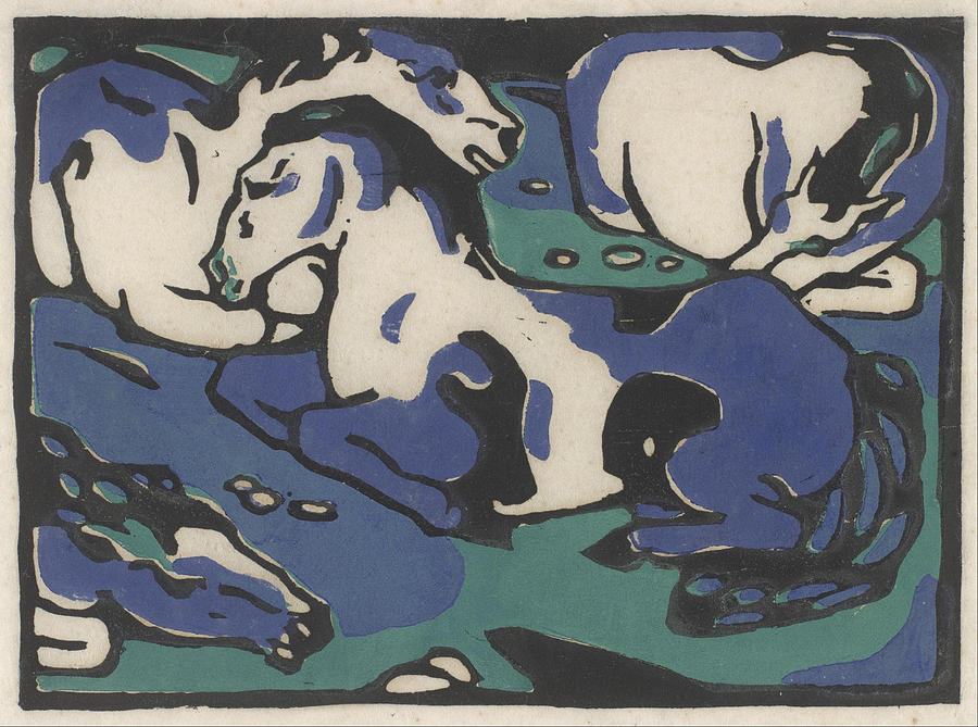 Resting Horses Drawing by Franz Marc