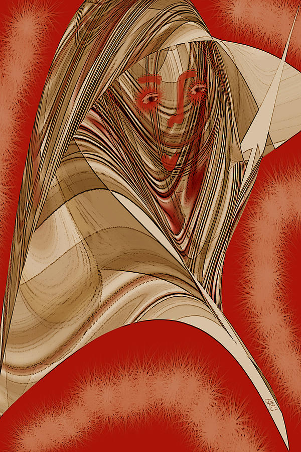 Resting Woman - Portrait In Red Digital Art by Ben and Raisa Gertsberg