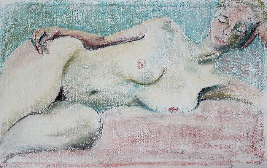 Restive Woman Dreaming Pastel by Asha Carolyn Young