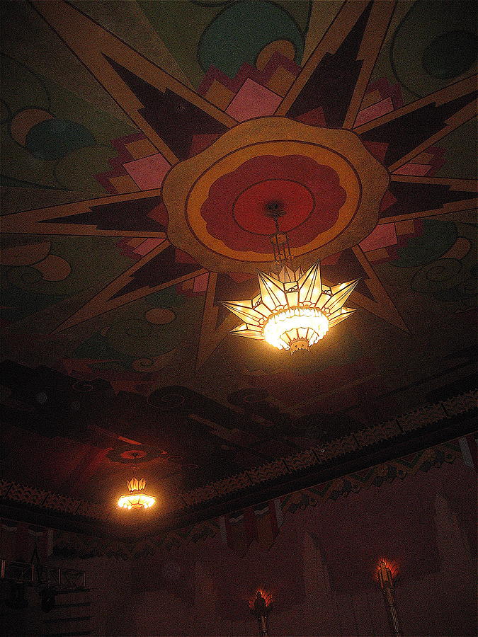 Restored Fox Tucson theater balcony ceiling with chandeliers 2006 Photograph by David Lee Guss