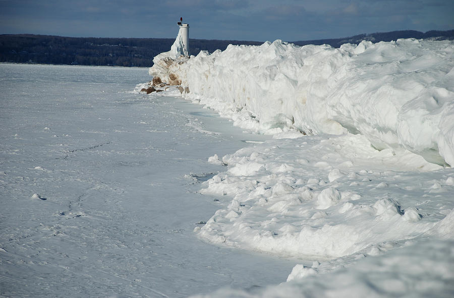 Results Of The Winds Of Winter At Petoskey Light Photograph by Janice Adomeit