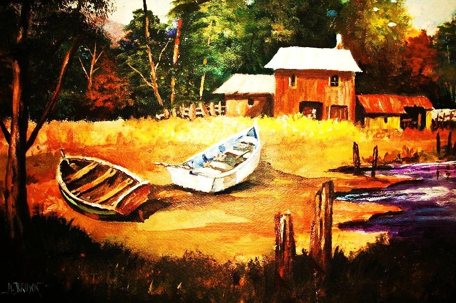 Retired Boatyard Painting by Al Brown