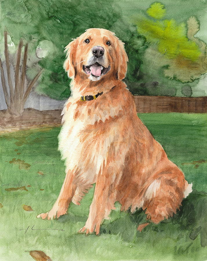 Golden Retrievers Painting by Marina Radius