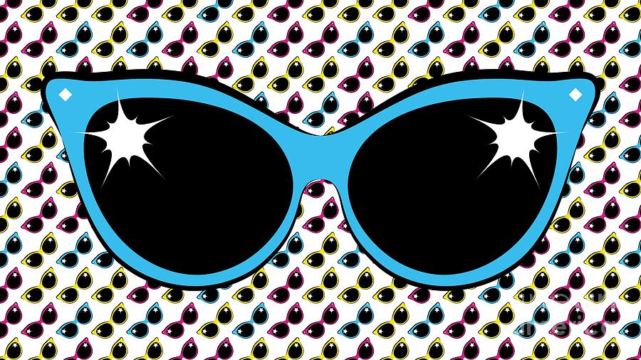 Retro Blue Cat Sunglasses Digital Art by MM Anderson