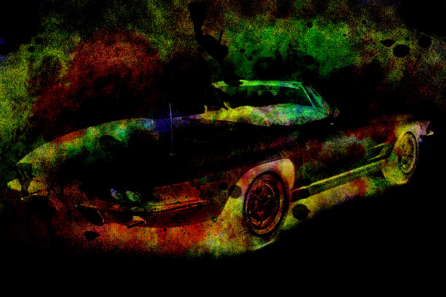 Retro chevy stingray colorful abstract Painting by Eti Reid