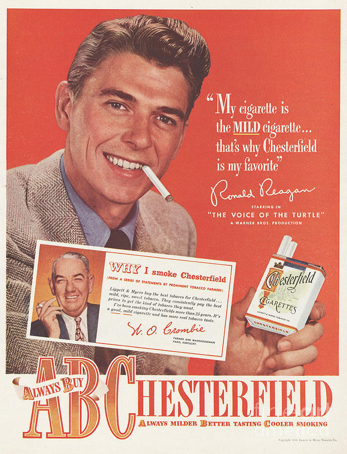 Retro Cigarettes Marketing Ads Ronald Reagan Photograph by Action