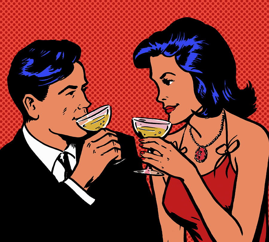 Retro Couple Drinking Champagne Digital Art by Jacquie Boyd Retro Couple Drinking Champagne Digital Art by Jacquie Boyd