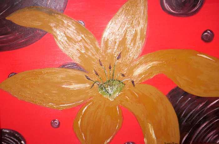 Gold Painting - Retro Flower by Becca Haney Gold Painting - Retro Flower by Becca Haney