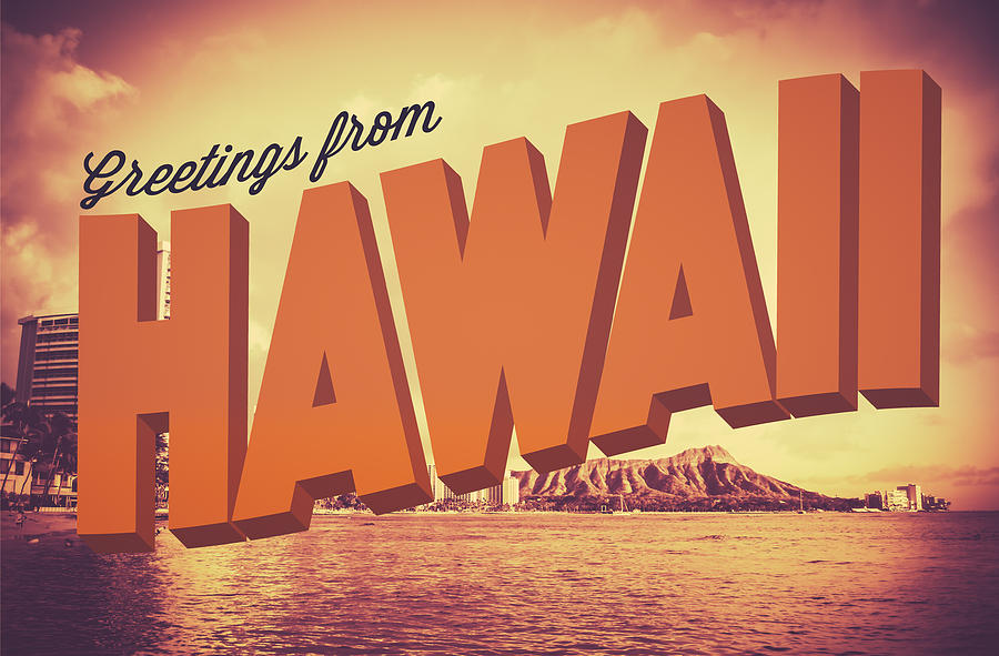 Cool Photograph - Retro Greetings From Hawaii Postcard by Mr Doomits