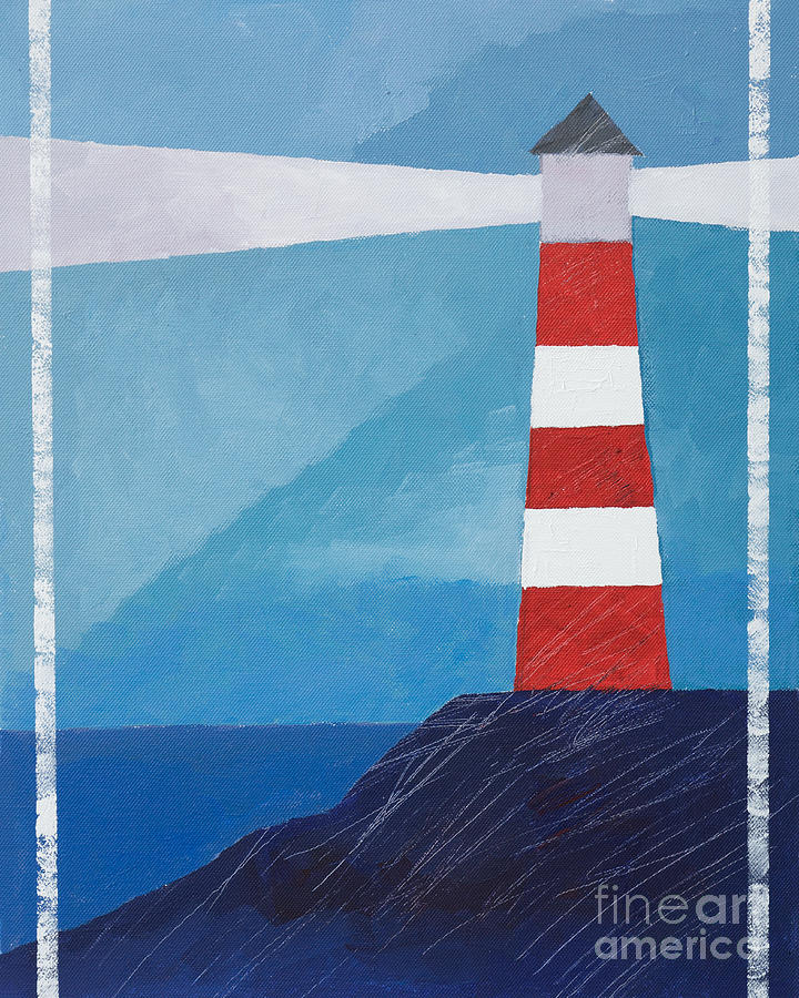 Retro Lighthouse Painting by Lutz Baar