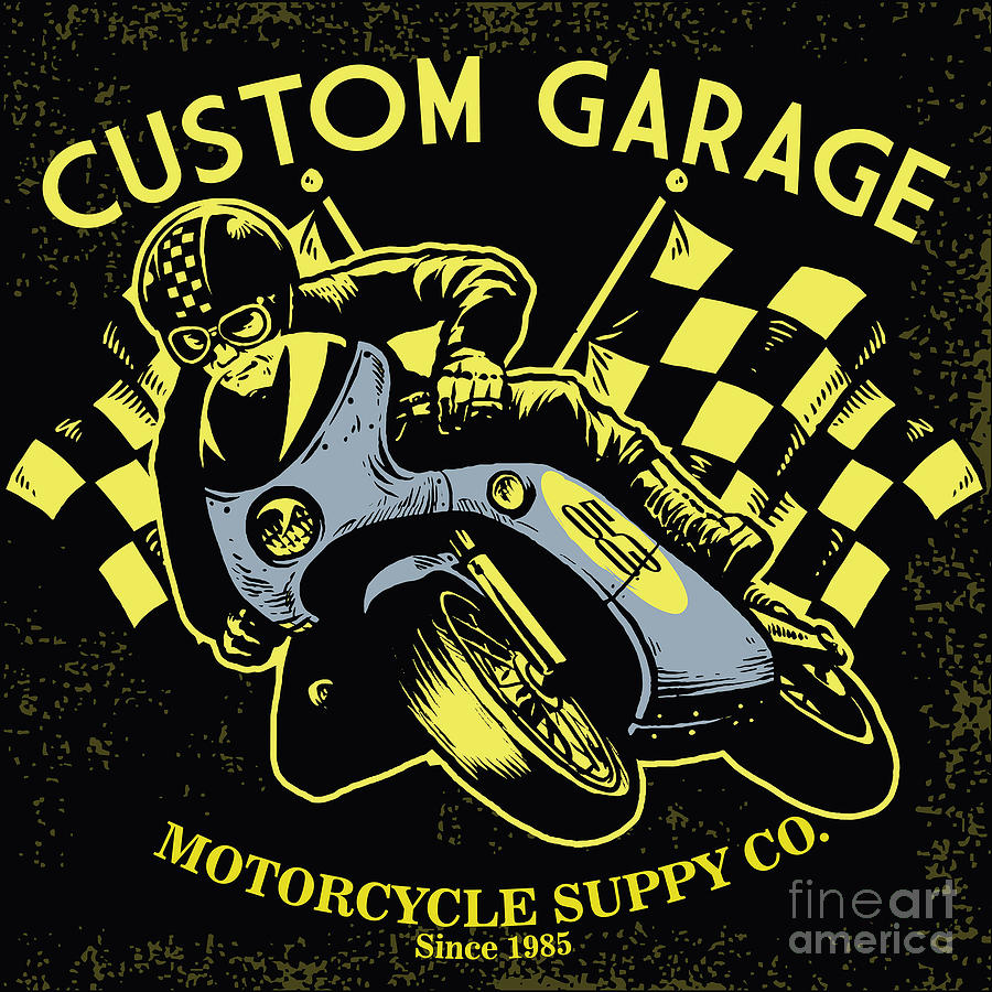 Rider Digital Art - Retro Motorcycle Race by Bazzier Rider Digital Art - Retro Motorcycle Race by Bazzier