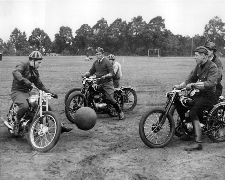 Vintage Photograph - Retro Motorcycle Soccer  by Retro Images Archive