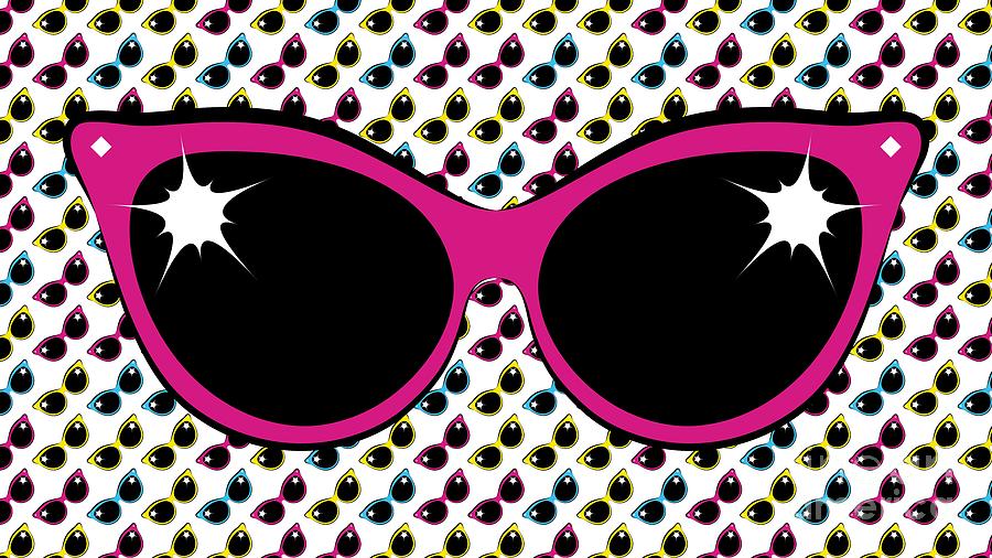 Retro Pink Cat Sunglasses Digital Art by MM Anderson