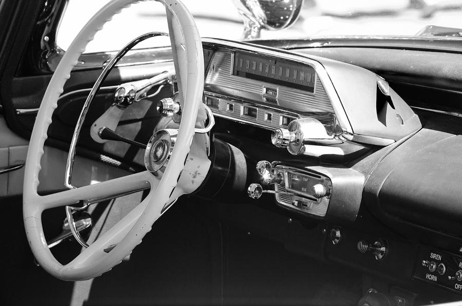 Black And White Photograph - Retro Police Dash by Tikvahs Hope
