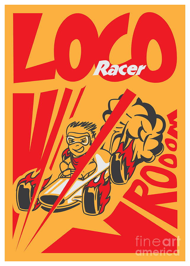 Motor Digital Art - Retro Poster Cartoon Vintage Race Car by Pedro Alexandre Teixeira Motor Digital Art - Retro Poster Cartoon Vintage Race Car by Pedro Alexandre Teixeira