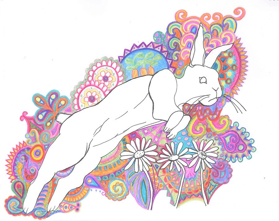 Pattern Drawing - Retro Rabbit 2 by Cherie Sexsmith
