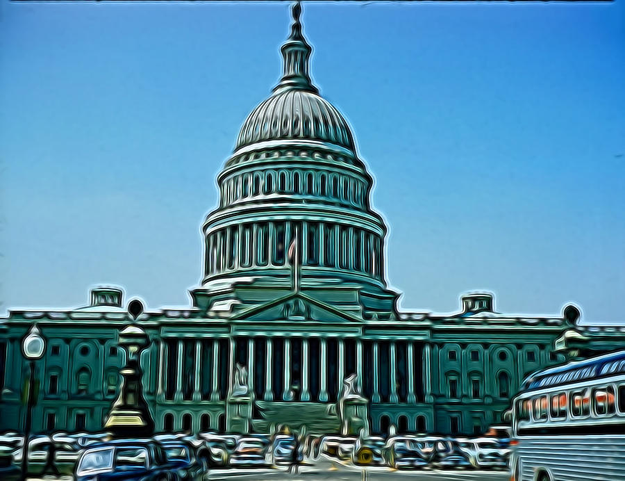 Retro United States Capitol Digital Art