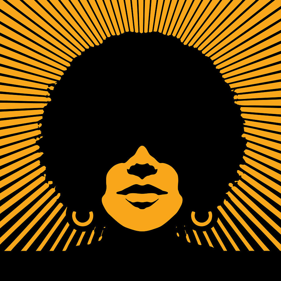 Retro womans face with vector sunbeams Drawing by GeorgePeters