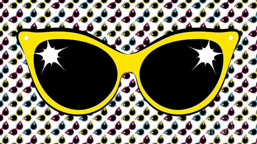 Retro Yellow Cat Sunglasses Digital Art by MM Anderson