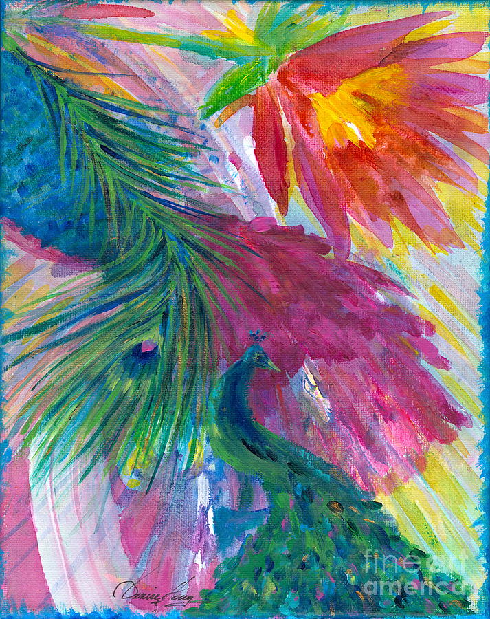 Return of the Peacocks Painting by Denise Hoag