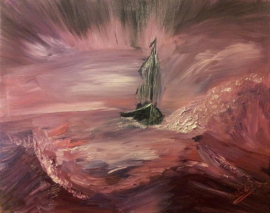Nature Painting - Return To Shores in deep red by Abbie Shores