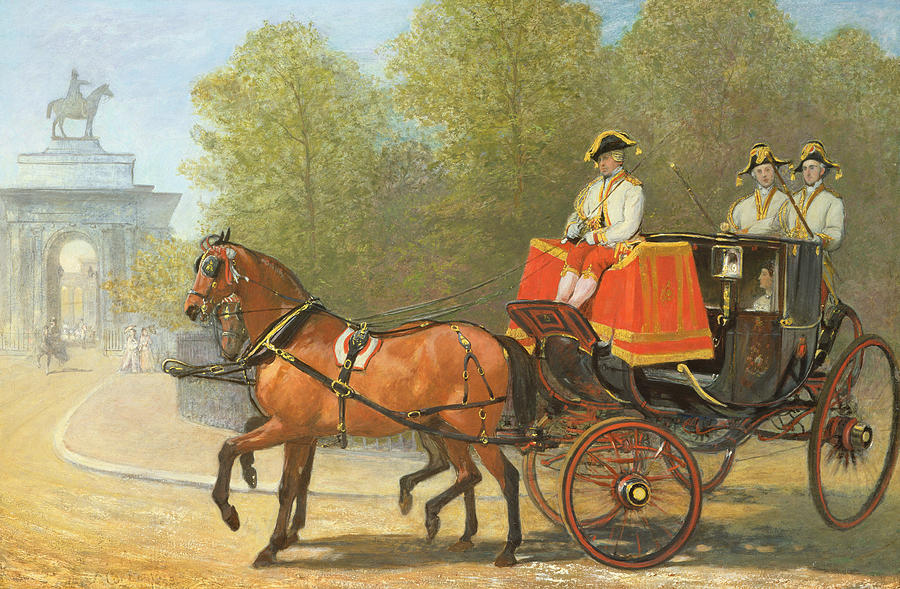 Horse Painting - Returning from Her Majestys Drawing Room by Alfred Corbould