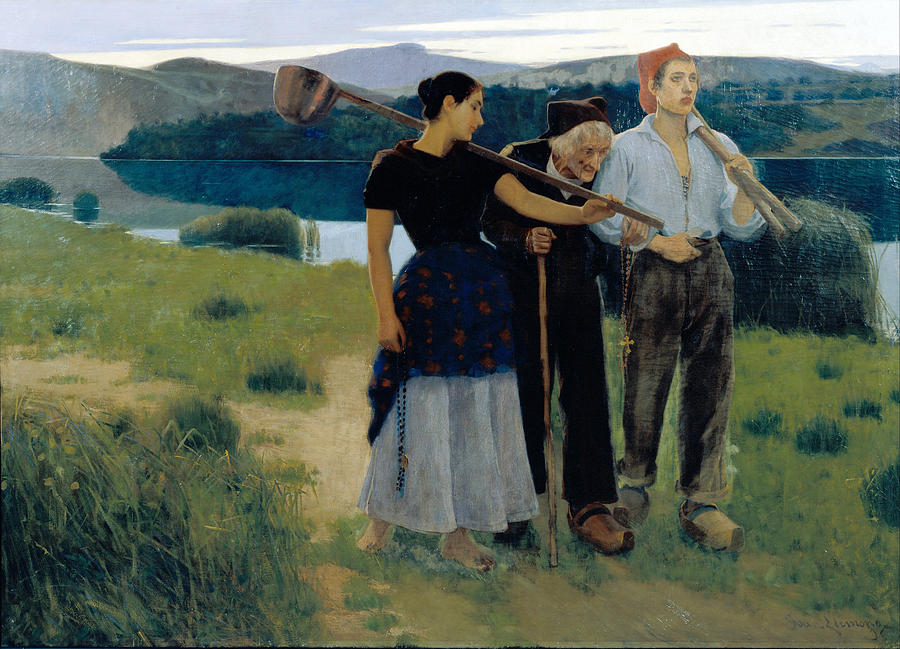 Returning from the Plot Painting by Joan Llimona