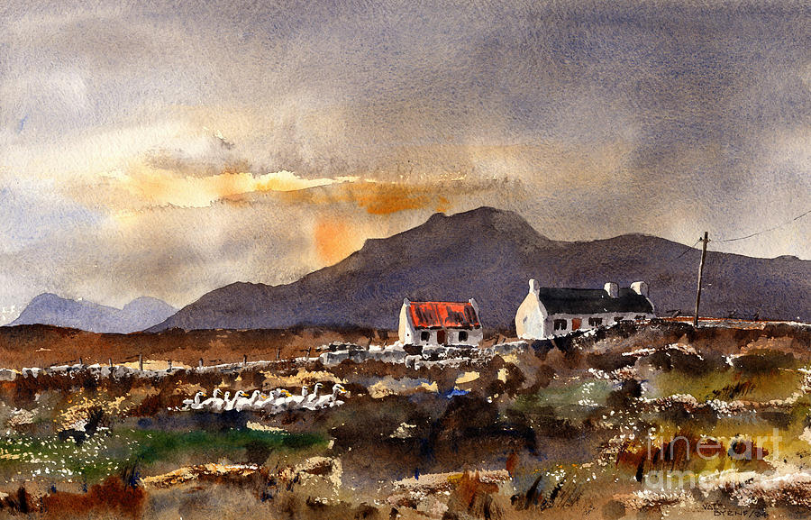 Returning Home in Achill, Mayo Painting by Val Byrne