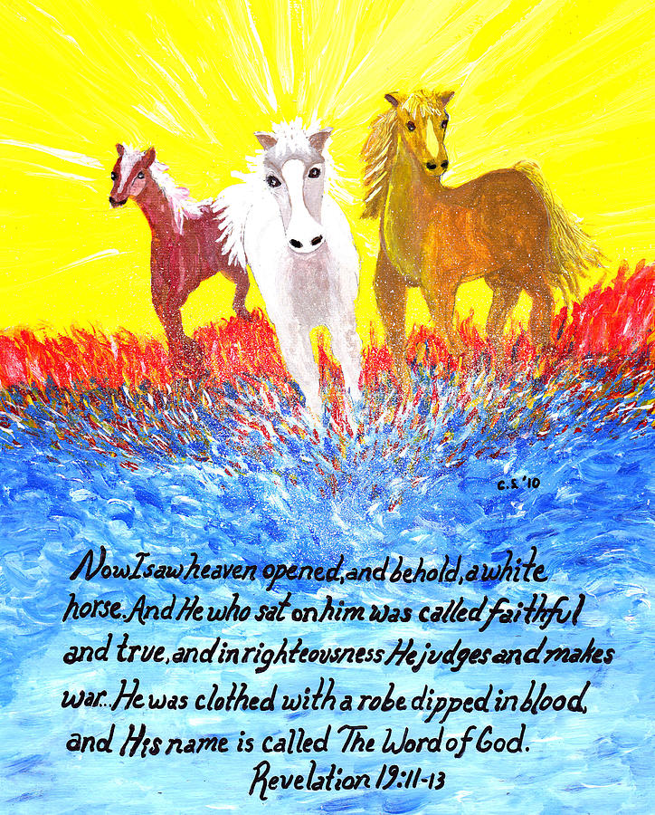 Revelation white horse Painting by Catherine Saldana
