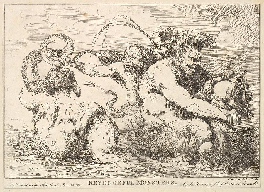 John Hamilton Mortimer Drawing - Revengeful Monsters by John Hamilton Mortimer