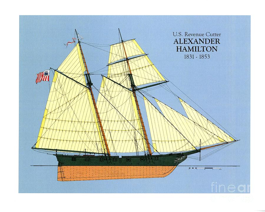 Revenue Cutter Alexander Hamilton Drawing by Jerry McElroy