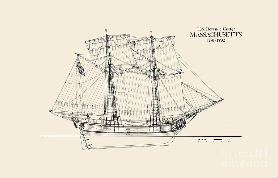 Revenue Cutter Massachusetts Drawing by Jerry McElroy