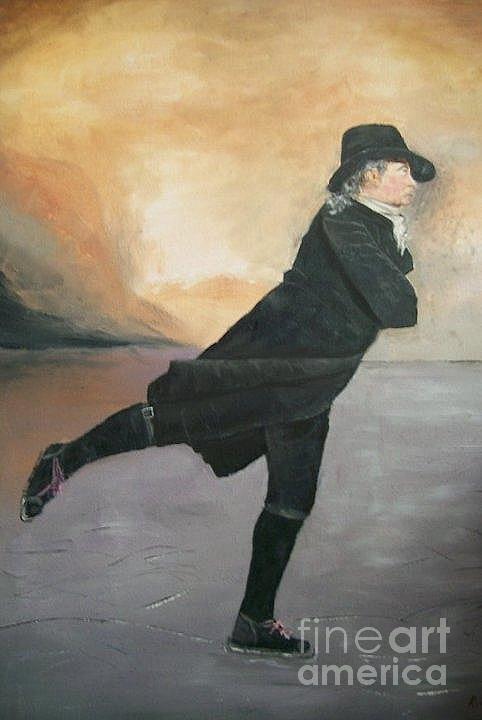 Reverend Walker skating Painting by Robert Arsenault