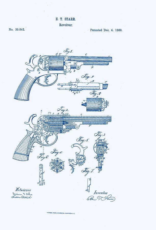 Revolver Patent E.T Starr Digital Art by Georgia Clare