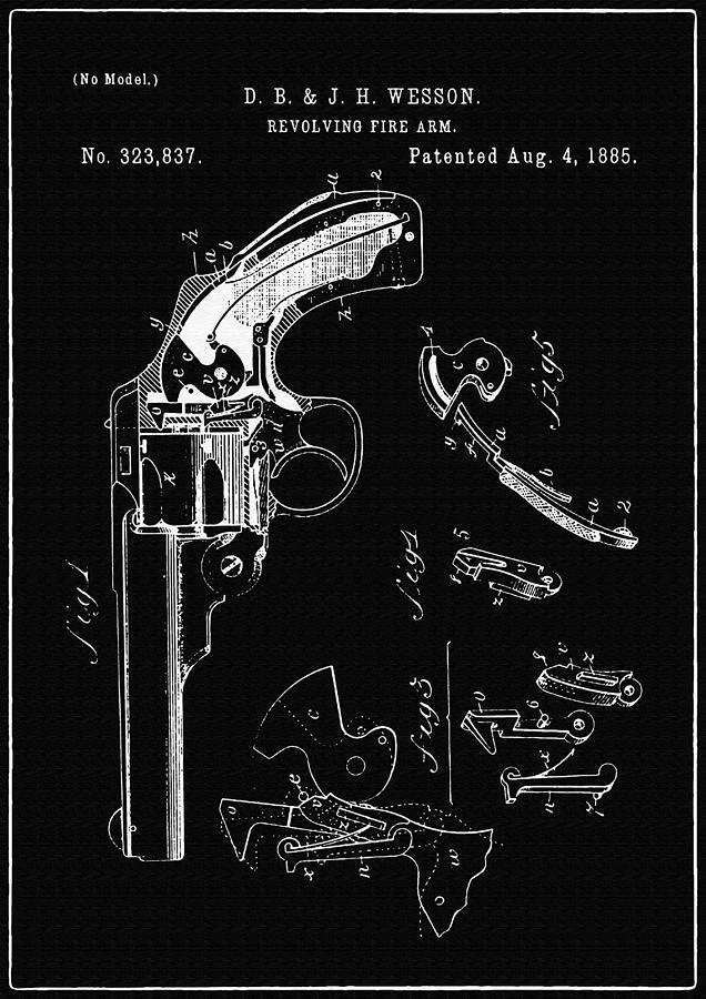 Vintage Photograph - Revolving Fire Arm Support Patent Drawing From 1885 2 by Samir Hanusa