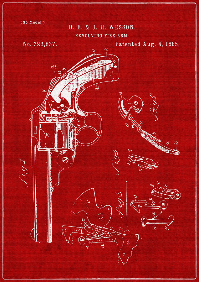 Vintage Photograph - Revolving Fire Arm Support Patent Drawing From 1885 3 by Samir Hanusa