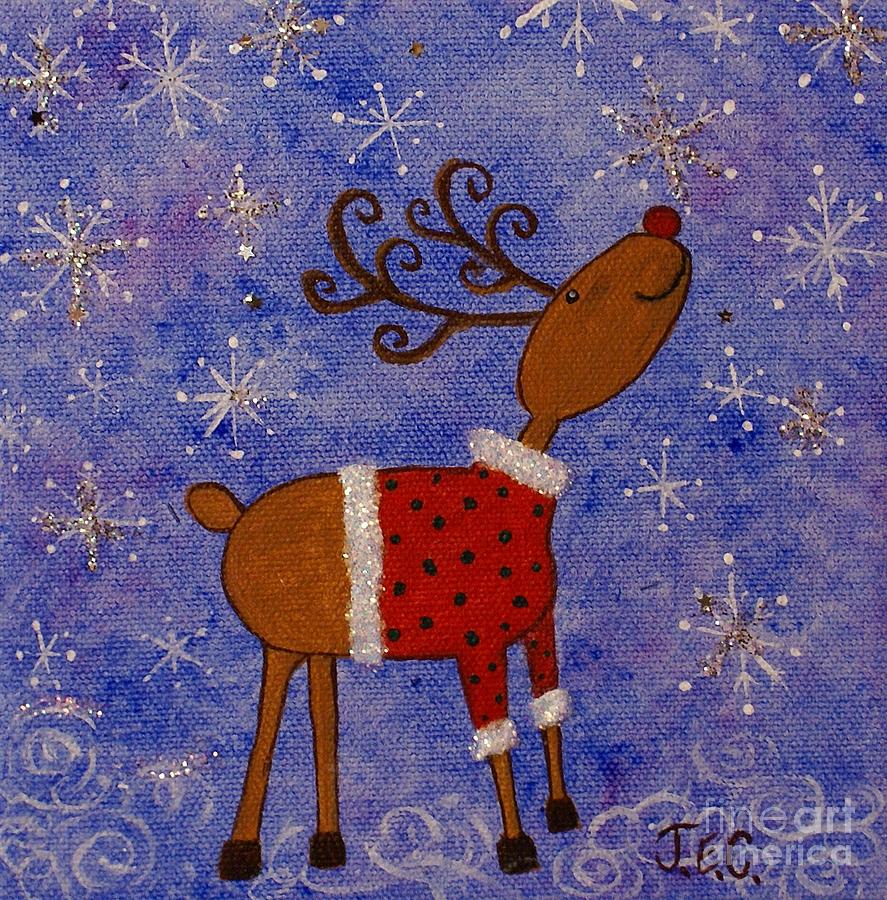 Rex the Reindeer Painting by Jane Chesnut