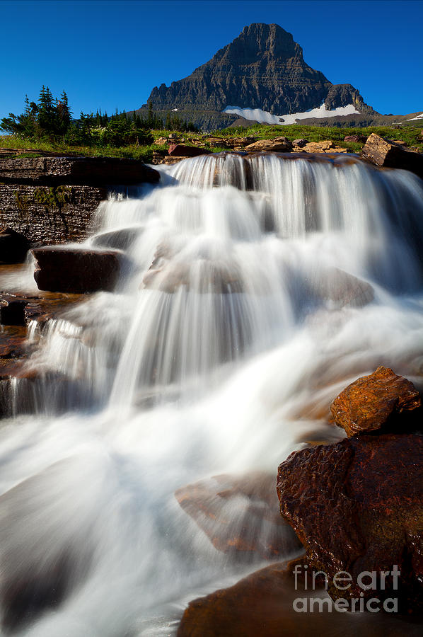 Glacier National Park Photograph - Reynolds Peak Waterfall by Aaron Whittemore