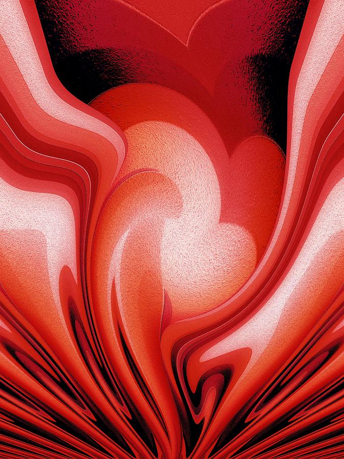 Red Abstract Digital Art - Rhapsody of Romance by Lorraine Keil