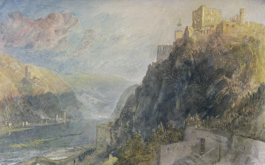 Landscape Painting - Rheinfels looking to Katz and Gourhausen by Joseph Mallord William Turner