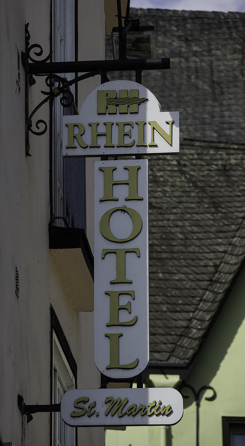 Romanesque Photograph - Rhine Hotel St Martin Sign  by Teresa Mucha