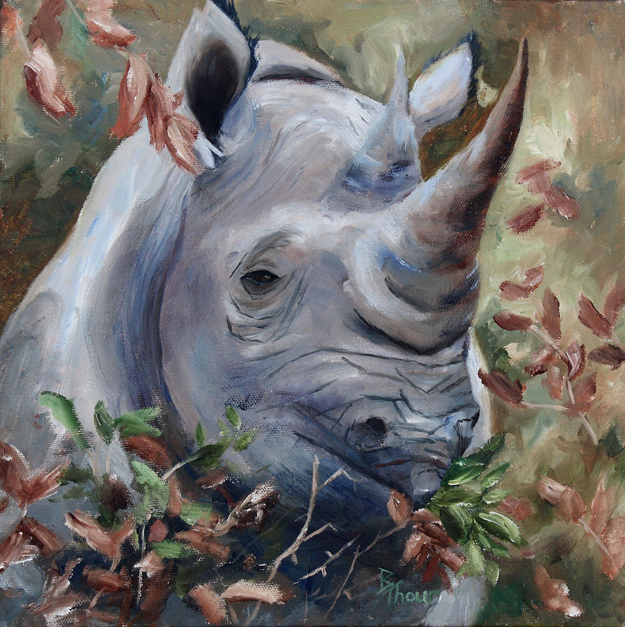 Rhino Painting by Brenda Thour