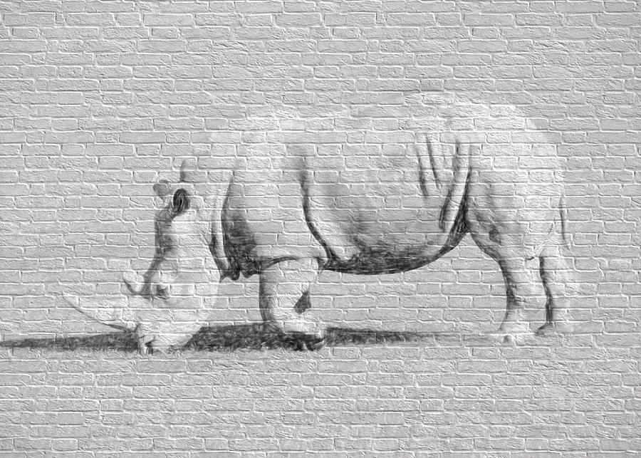 Rhino Graffiti Digital Art by Roy Pedersen