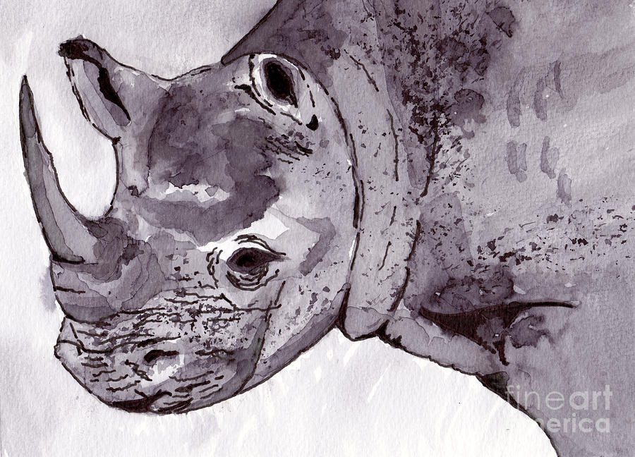 Wildlife Painting - Rhino by Michael Rados